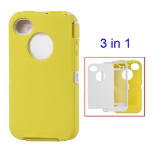 Snap-on Defender Case Cover for iPhone 4 4S - White / Yellow
