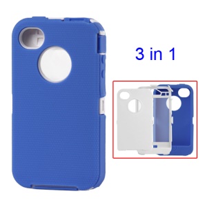 Snap-on Defender Case Cover for iPhone 4 4S - White / Blue