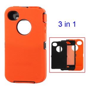 Detachable Defender Case for iPhone 4 4S - Black / Orange