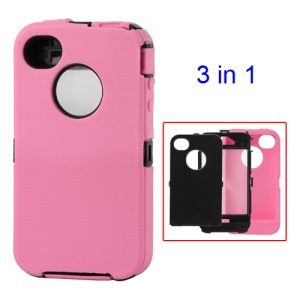 Detachable Defender Case for iPhone 4 4S - Black / Pink