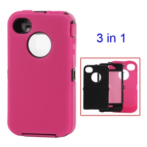 Detachable Defender Case for iPhone 4 4S - Black / Rose