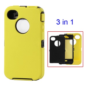 Detachable Defender Case for iPhone 4 4S - Black / Yellow