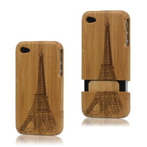 Eiffel Tower Carved Snap-on Natural Wood Wooden Case for iPhone 4 4S
