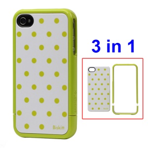 Green Polka Dot Hard Cover Case Snap-on for iPhone 4 4S - Green Edge