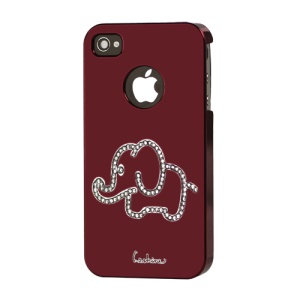 Eileen Elephant Lime Series Swarovski Diamond Electroplating Case for iPhone 4 4S - Wine Red