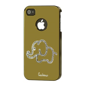 Eileen Elephant Lime Series Rhinestone Electroplating Case Cover for iPhone 4 4S - Gold