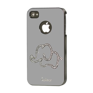 Eileen Elephant Lime Series Electroplating Diamante Case for iPhone 4 4S - Shadow Black