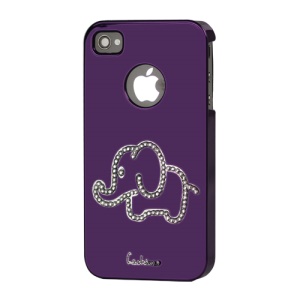 Eileen Elephant Lime Series Swarovski Diamond Plating Cover for iPhone 4 4S - Violet Purple