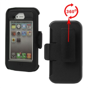 Superior Defender Case Cover for iPhone 4 4S with Belt Clip Holster - Black