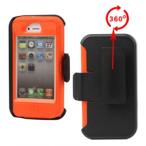 Superior Defender Case Cover for iPhone 4 4S with Belt Clip Holster - Orange