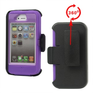 Superior Defender Case Cover for iPhone 4 4S with Belt Clip Holster - Purple