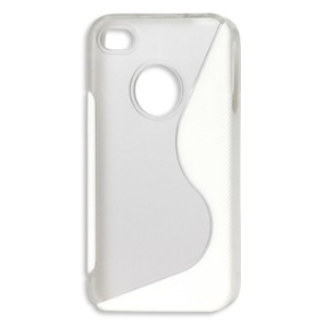 S-Shape PC & TPU Hybrid Case for iPhone 4 4S - White
