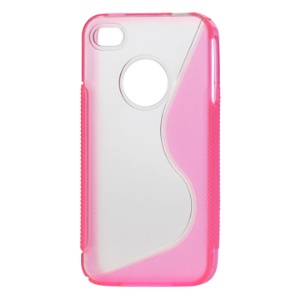 S-Shape PC & TPU Protective Case for iPhone 4 4S - Pink