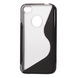 S-Shape PC & TPU Case for iPhone 4 4S - Black