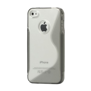 S-Shape PC & TPU Case Cover for iPhone 4 4S - Grey