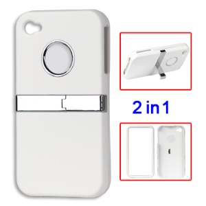 iPhone 4 4S Detachable Frosted Hard Stand Case - White