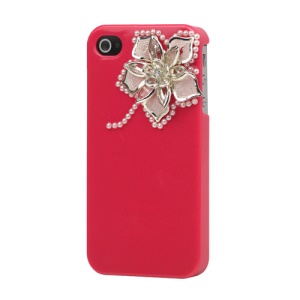 Sparkling Flowers Pearl Diamante Case Cover for iPhone 4 4S - Rose