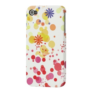 Flowers Circle Frosted Hard Plastic Case for iPhone 4 4S