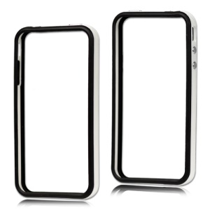 TPU & Plastic Hybrid Bumper Frame Case for iPhone 4 4S - Black & White