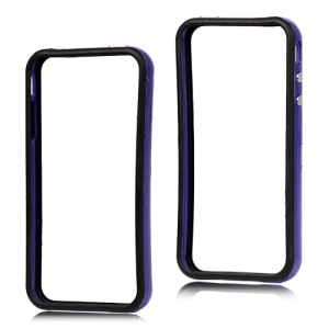 TPU & Plastic Hybrid Bumper Frame Case for iPhone 4 4S - Black & Dark Blue