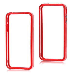 TPU & Plastic Hybrid Bumper Frame Case for iPhone 4 4S - Red & Transparent