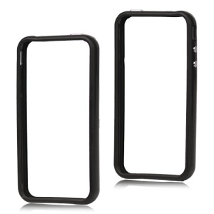 TPU & Plastic Hybrid Bumper Frame Case for iPhone 4 4S - Black