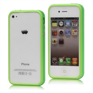 TPU & Plastic Hybrid Bumper Frame Case for iPhone 4 4S - Green