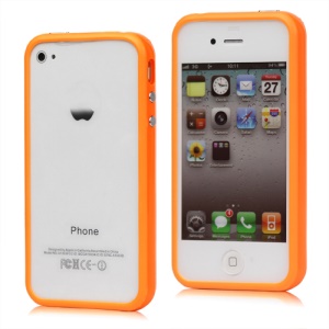 TPU & Plastic Hybrid Bumper Frame Case for iPhone 4 4S - Orange