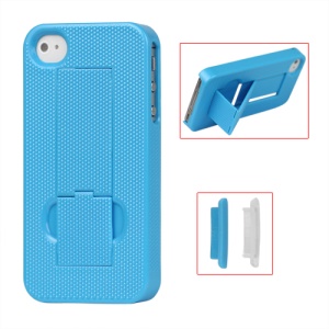 Textured Hard Stand Case for iPhone 4 4S - Blue