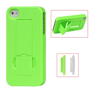 Textured Hard Stand Case for iPhone 4 4S - Green