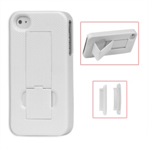 Textured Hard Stand Case for iPhone 4 4S - White
