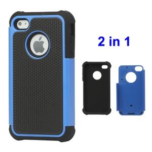 Grainy Defender Case Cover for iPhone 4 4S - Blue