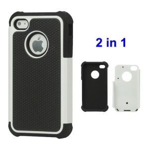 Grainy Defender Case Cover for iPhone 4 4S - White