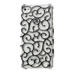 Luxury Electroplating Hollow Pattern PC Hard Case for iPhone 4 4S - Silver