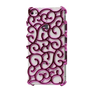 Luxury Electroplating Hollow Pattern PC Hard Case for iPhone 4 4S - Rose
