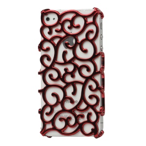 Luxury Electroplating Hollow Pattern PC Hard Case for iPhone 4 4S - Red