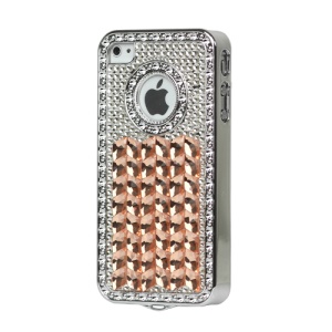 Sparkling Rhinestone Electroplating Hard Case Cover for iPhone 4 4S - Gold