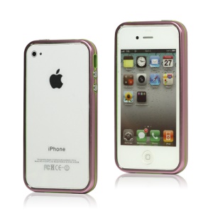 Snap-on Electroplating Hard Plastic Bumper Case for iPhone 4 4S - Pink