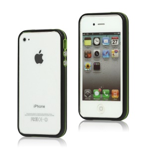 Snap-on Electroplating Hard Plastic Bumper Case for iPhone 4 4S - Black