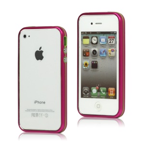 Snap-on Electroplating Hard Plastic Bumper Case for iPhone 4 4S - Rose