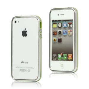 Snap-on Electroplating Hard Plastic Bumper Case for iPhone 4 4S - Silver
