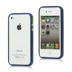 Snap-on Electroplating Hard Plastic Bumper Case for iPhone 4 4S - Dark Blue