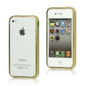 Snap-on Electroplating Hard Plastic Bumper Case for iPhone 4 4S - Gold