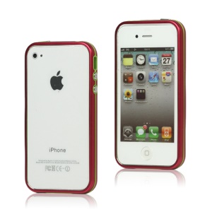 Snap-on Electroplating Hard Plastic Bumper Case for iPhone 4 4S - Red