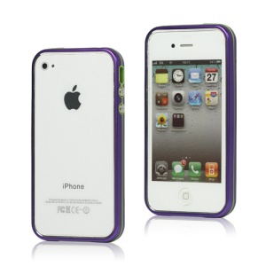 Snap-on Electroplating Hard Plastic Bumper Case for iPhone 4 4S - Purple