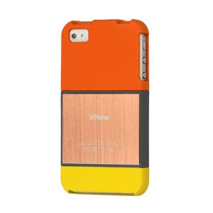 Detachable Brushed Rubberized Hard Case Cover for iPhone 4 4S - Orange