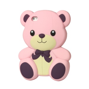 Cute Teddy Bear Snap-on 3D Hard Plastic Cover for iPhone 4 4S - Pink