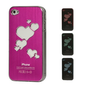 Sculptural Heart Brushed Metal Aluminum Flasher Protector for iPhone 4 4S - Rose