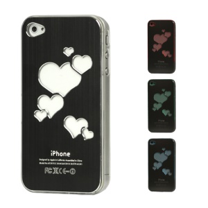 Sculptural Heart Brushed Metal Aluminum Flasher Protector for iPhone 4 4S - Black