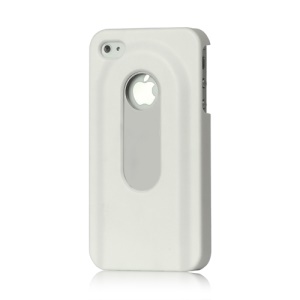 Stainless Steel with Slide Out Bottle Opener Plastic Cover for iPhone 4 4S - White